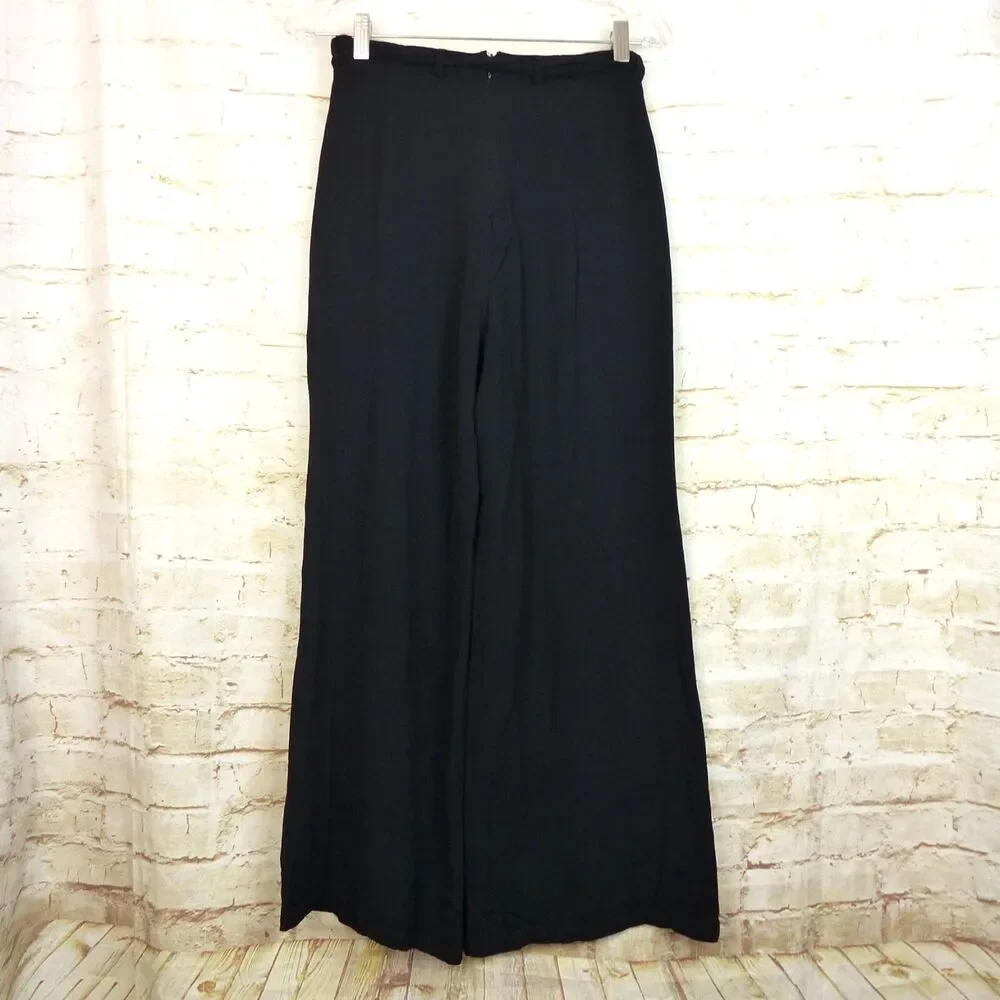 Reformation Pants Womens 8 Black Wide Leg High Rise Tie Belt Flowy Lined Boho - Picture 2 of 11